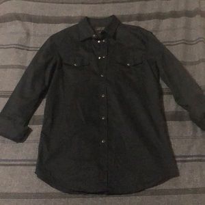 Zara Black Slim Fit Button Down (snap on) Long Slv